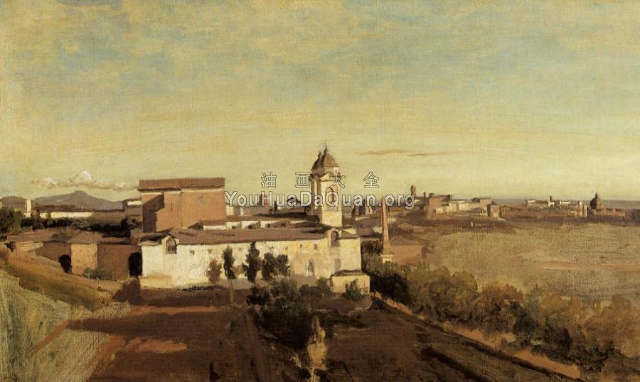 Rome, the Trinita dei Monti - View from the Villa Medici - 让·巴蒂斯特·卡米耶·柯罗